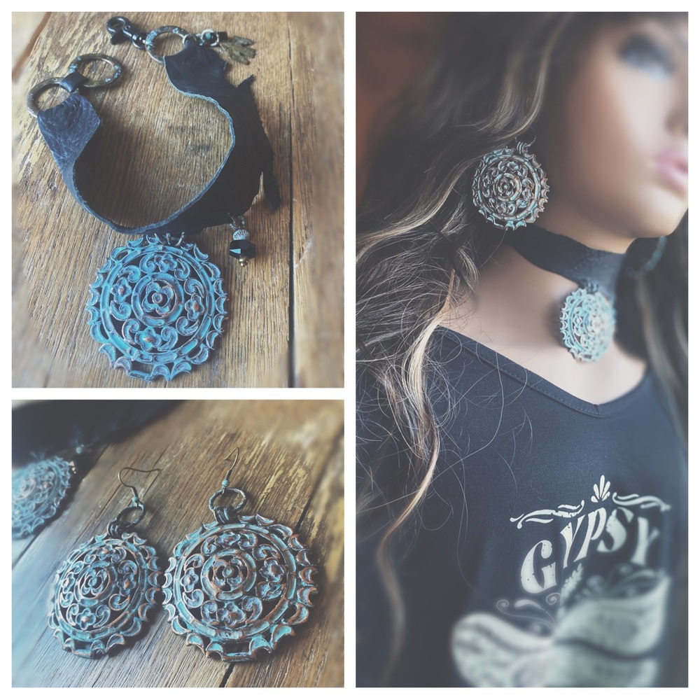 OOAK Artisan Two-Piece Artisan Choker & Earring Set